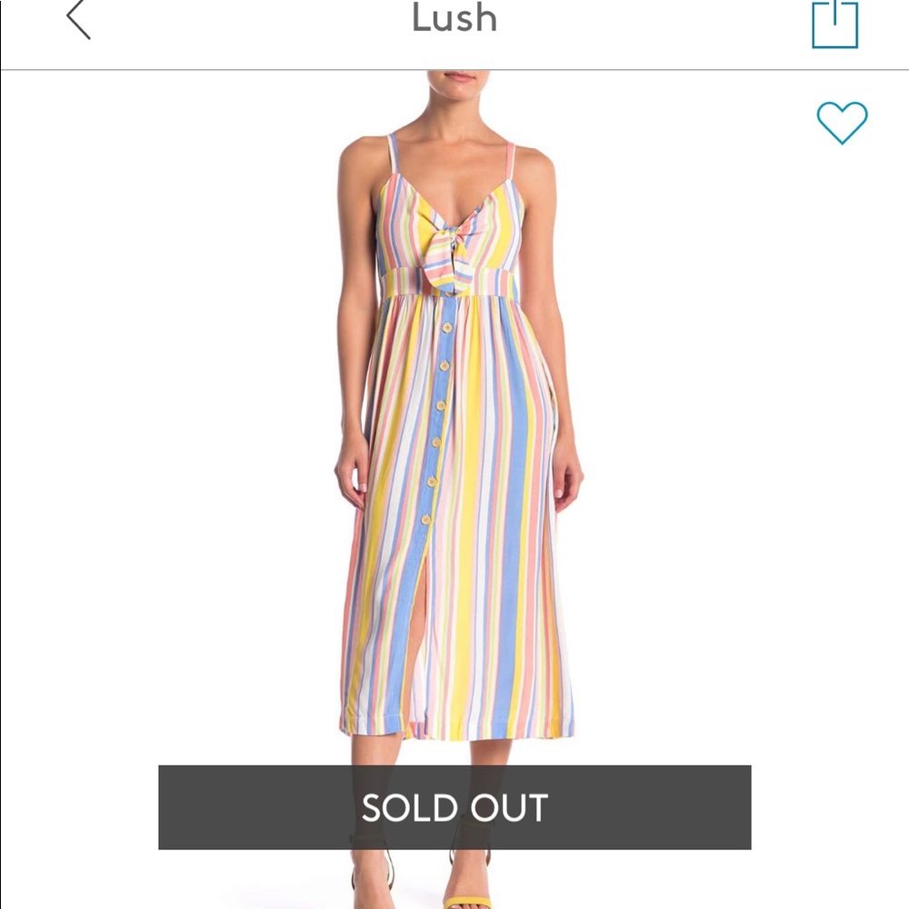 NWOT Lush striped front tie dress.